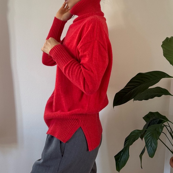 Esthème Cachemire 100% Cashmere Heather Red Luxury Turtleneck Sweater Size M